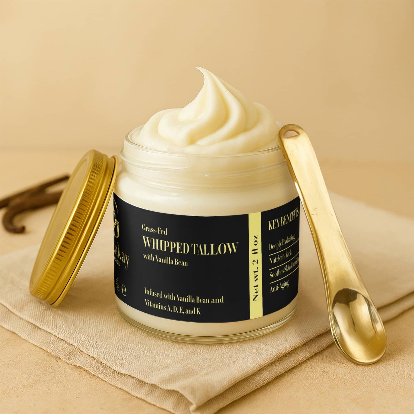 Grass-Fed Whipped Tallow Balm with Vanilla Bean